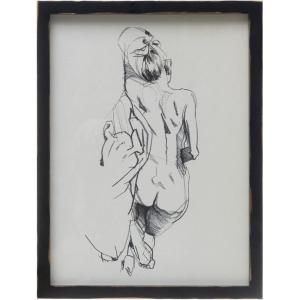 imageCreative CoOp Nude Sketch with Wood Frame and Glass Cover Black and White Wall Art 16quot L x 1quot W x 12quot H
