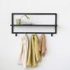 imageCreative CoOp Minimalist Metal and Wood 5 Hooks Black Wall Shelf