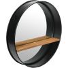 imageCreative CoOp Round Metal Framed Wall Mirror with Wood Shelf Black and Natural 24quot