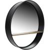 imageCreative CoOp Round Metal Framed Wall Mirror with Wood Shelf Black and Natural 24quot