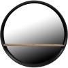 imageCreative CoOp Round Metal Framed Wall Mirror with Wood Shelf Black and Natural 24quot