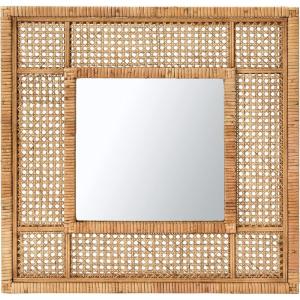 imageCreative CoOp 235quot Square Modern Wood and Rattan Wall Mirror