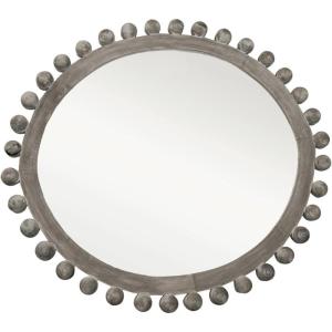 imageCreative CoOp Mango Wood Dot Round Wall Mirror Blackwashed