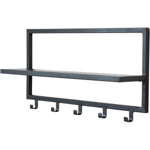 imageCreative CoOp Minimalist Metal and Wood 5 Hooks Black Wall Shelf