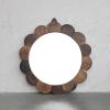 imageCreative CoOp 35 Inches Round Vintage Reclaimed Wood Framed Scalloped Natural Wall Mirror