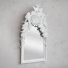 imageCreative CoOp 4952 Inches Wood Frame Embossed Metal Flowers and Birds Antique White Wall Mirror