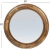 imageCreative CoOp Round Carved Wood Framed Wall Mirror with Hobnail Detail Walnut Brown