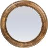 imageCreative CoOp Round Carved Wood Framed Wall Mirror with Hobnail Detail Walnut Brown