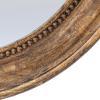 imageCreative CoOp Round Carved Wood Framed Wall Mirror with Hobnail Detail Walnut Brown