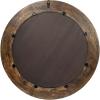 imageCreative CoOp Round Carved Wood Framed Wall Mirror with Hobnail Detail Walnut Brown