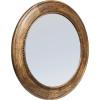 imageCreative CoOp Round Carved Wood Framed Wall Mirror with Hobnail Detail Walnut Brown