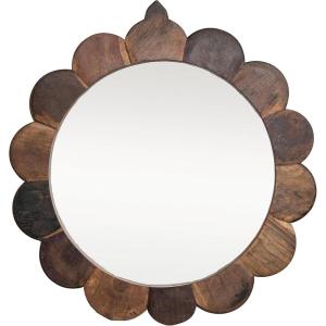 imageCreative CoOp 35 Inches Round Vintage Reclaimed Wood Framed Scalloped Natural Wall Mirror