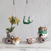 imageCreative CoOp 6 Inches Round Ceramic Tiger Head Hold 5 Inches Pot Multicolored Planter OrangeElephant