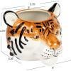 imageCreative CoOp 6 Inches Round Ceramic Tiger Head Hold 5 Inches Pot Multicolored Planter OrangeTiger