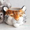 imageCreative CoOp 6 Inches Round Ceramic Tiger Head Hold 5 Inches Pot Multicolored Planter OrangeTiger
