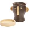 imageCreative CoOp Stoneware Face Planter with Saucer Set of 2 Matte Black and Cream 9quot7