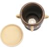 imageCreative CoOp Stoneware Face Planter with Saucer Set of 2 Matte Black and Cream 9quot7