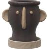 imageCreative CoOp Stoneware Face Planter with Saucer Set of 2 Matte Black and Cream 9quot7