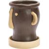 imageCreative CoOp Stoneware Face Planter with Saucer Set of 2 Matte Black and Cream 9quot7