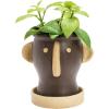 imageCreative CoOp Stoneware Face Planter with Saucer Set of 2 Matte Black and Cream 9quot7