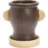 imageCreative CoOp Stoneware Face Planter with Saucer Set of 2 Matte Black and Cream 9quot7