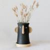 imageCreative CoOp Stoneware Face Planter with Saucer Set of 2 Matte Black and Cream 9quot9
