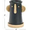 imageCreative CoOp Stoneware Face Planter with Saucer Set of 2 Matte Black and Cream 9quot9