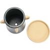 imageCreative CoOp Stoneware Face Planter with Saucer Set of 2 Matte Black and Cream 9quot9