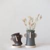 imageCreative CoOp Stoneware Face Planter with Saucer Set of 2 Matte Black and Cream 9quot9