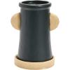 imageCreative CoOp Stoneware Face Planter with Saucer Set of 2 Matte Black and Cream 9quot9