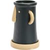 imageCreative CoOp Stoneware Face Planter with Saucer Set of 2 Matte Black and Cream 9quot9