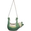 imageCreative CoOp 675 Inches Ceramic Frog Jute Rope Hanger Green and White Hanging Planter