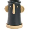 imageCreative CoOp Stoneware Face Planter with Saucer Set of 2 Matte Black and Cream 9quot9