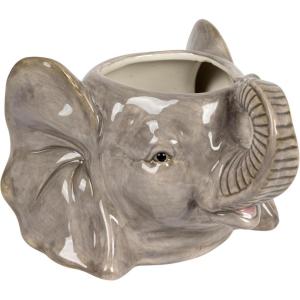 imageCreative CoOp 6 Inches Round Ceramic Tiger Head Hold 5 Inches Pot Multicolored Planter OrangeElephant