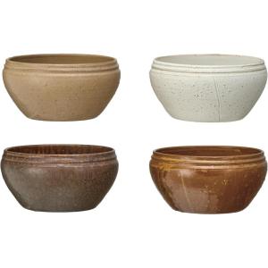imageCreative CoOp Bohemian Charm Stoneware Vase with Handle Multicolor Set of 46 Bowl