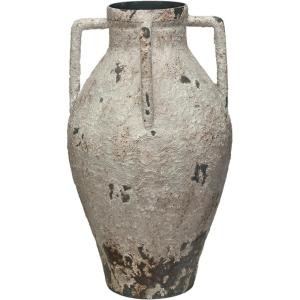 imageCreative CoOp Heavily Distressed Metal Urn with Handles White814 Round x 1514H