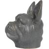 image725 Inches Stoneware French Bulldog Head Vase with Reactive Glaze Gray