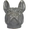 image725 Inches Stoneware French Bulldog Head Vase with Reactive Glaze Gray