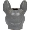 image725 Inches Stoneware French Bulldog Head Vase with Reactive Glaze Gray