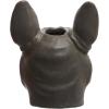 image725 Inches Stoneware French Bulldog Head Vase with Reactive Glaze Gray