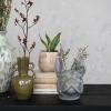 image725 Inches Stoneware French Bulldog Head Vase with Reactive Glaze Gray