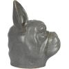 image725 Inches Stoneware French Bulldog Head Vase with Reactive Glaze Gray