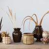 image775 Round Textured Stoneware Planter and Reactive Glaze Holds 7 Inches Pot Brown