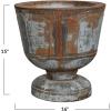 imageCreative CoOp 16 Inches Round Metal Footed Planter Holds 10 Inches Pot Distressed Zinc Finish