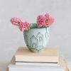 imageCreative CoOp 525 Inches Round Debossed Stoneware House and Balloons Design and Reactive Glaze Holds 4 Inches Pot White Planter