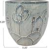 imageCreative CoOp 525 Inches Round Debossed Stoneware House and Balloons Design and Reactive Glaze Holds 4 Inches Pot White Planter