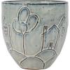 imageCreative CoOp 525 Inches Round Debossed Stoneware House and Balloons Design and Reactive Glaze Holds 4 Inches Pot White Planter