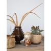 imageCreative CoOp 925 Inches Round Stoneware Saucer and Reactive Glaze Holds 8 Inches Pot Brown Set of 2 Planter