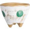 imageCreative CoOp Boho Stoneware Footed Painted Geometric Design Multicolor Planter White
