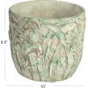 imageCreative CoOp Embossed Floral Cement Planter Distressed Green